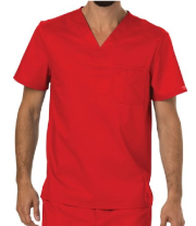 Men's Red Scrub Top w/ Chest Pocket